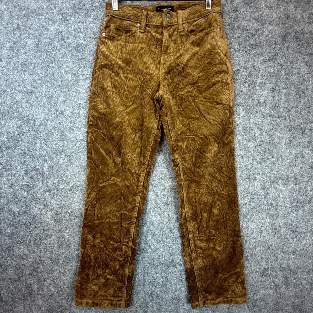 Banana Republic Pants Womens 26 Brown Corduroy Cotton Straight Leg High‎ Rise